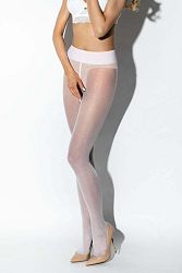 Biele crotchless pančuchy Hip Gloss 20DEN