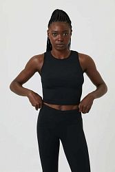 Čierny crop-top Sthlm Crop Rib Tank