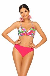Fuchsiové vzorované push-up bikiny Francesca