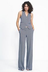 Tmavomodré vzorované elegantné nohavice SD82