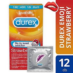 Durex Emoji Strawberry - jahodové kondómy (12 ks)