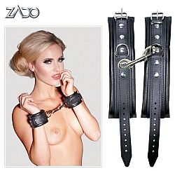 ZADO Fetish – kožené putá na zápästie (čierne)