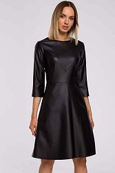 Čierne šaty z eko kože M541