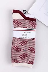 Dámske ružovo-červené ponožky Monogram One Row Stripe - dvojbalenie