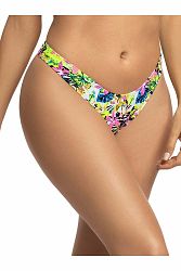 Viacfarebné kvetované plavkové tangá High Cut Cheeky Bikini Jungle