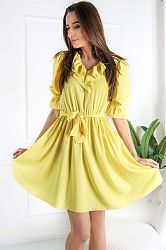 Žlté šaty s naberanými rukávmi 30440