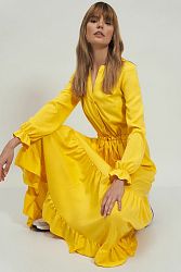 Žlté volánové šaty S178