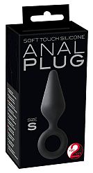 Anal Plug S - análne dildo s úchytným krúžkom - malé (čierne)