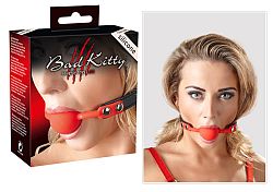 Bad Kitty - silikónová gulička do úst s koženkovým popruhom (červená)