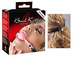 Bad Kitty - silikónová gulička do úst s koženkovým popruhom (ružová)