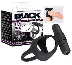 Black Velvet - vibračný krúžok na penis a semenníky (čierny)
