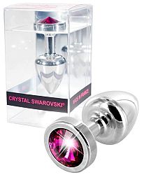 DIOGOL Anni Pink Stone Silver Anal plug - análny kolík s pink kryštálom (strieborný 2,5cm)