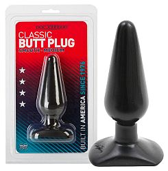 Doc Johnson Classic Butt Plug - análne dildo strednej veľkosti (čierne)