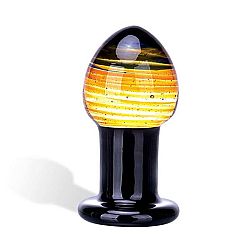 GLASTOY Galileo Butt Plug  – klasické sklenené análne dildo (čierno-zlaté)